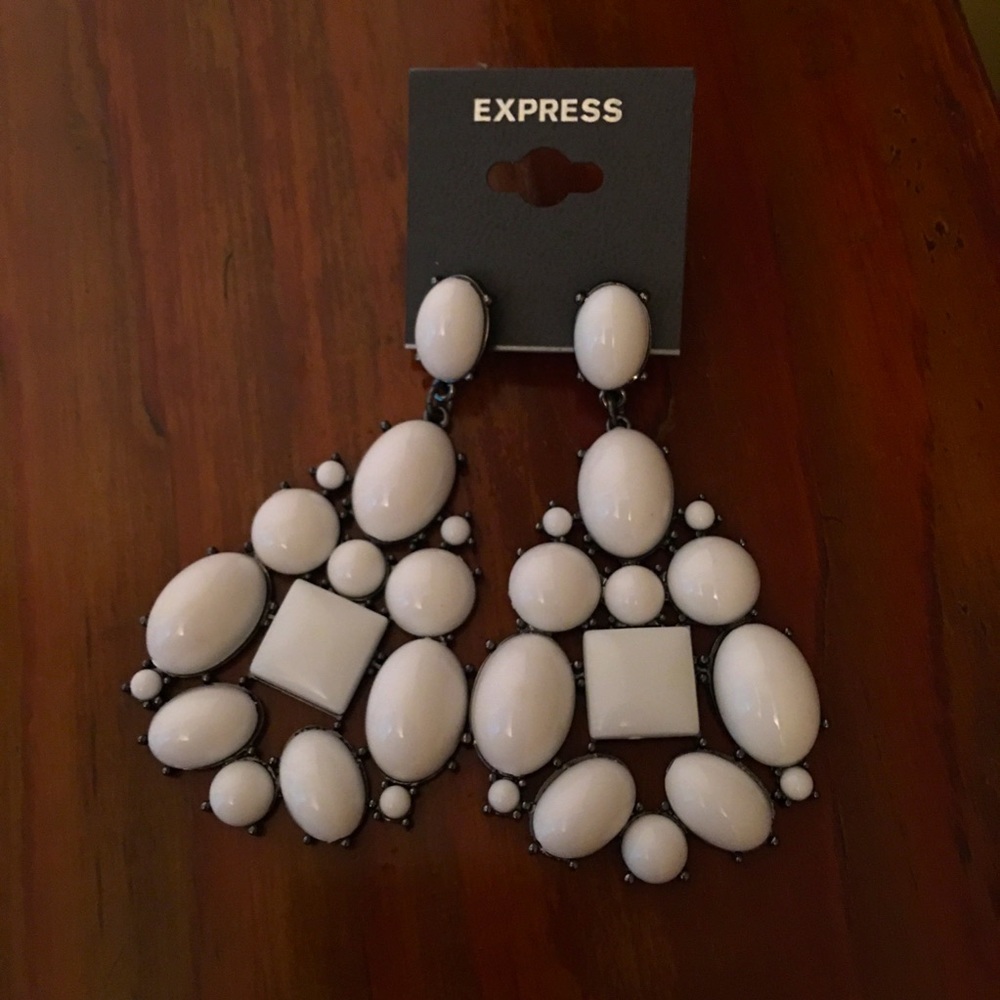 3:$35 Express Earrings / Express Chandelier Drop White